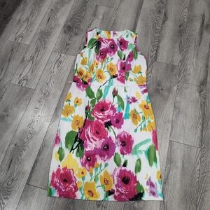 dressbarn Floral Midi Dress - Pink, Yellow, Green